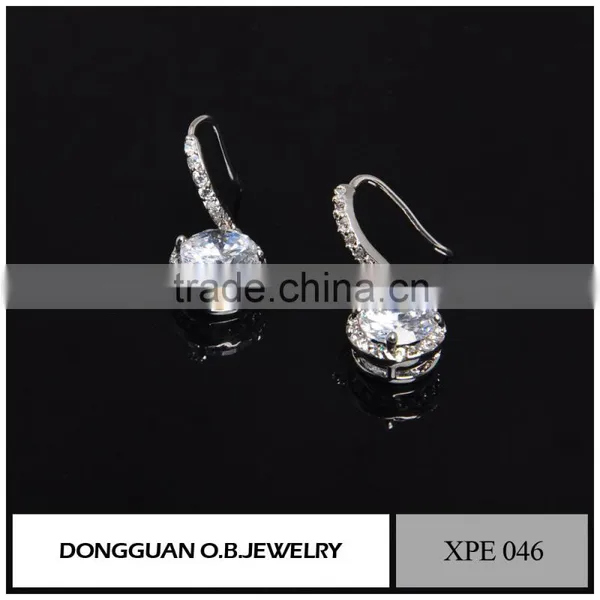 Top Quality Wedding Jewelry Real Silver Plating Diamond Hook Earring For Women photo-3