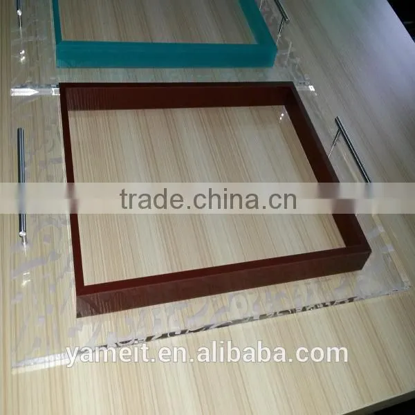 OEM/ODM Silk Screen Factory Multi Function Acrylic Serving Tray With Metal Handle