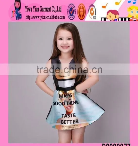 2016 Sea World Pattern Kids Dresses for Girls 2016 Summer Sleeveless Cheap Kids Girls Evening Dresses photo-3