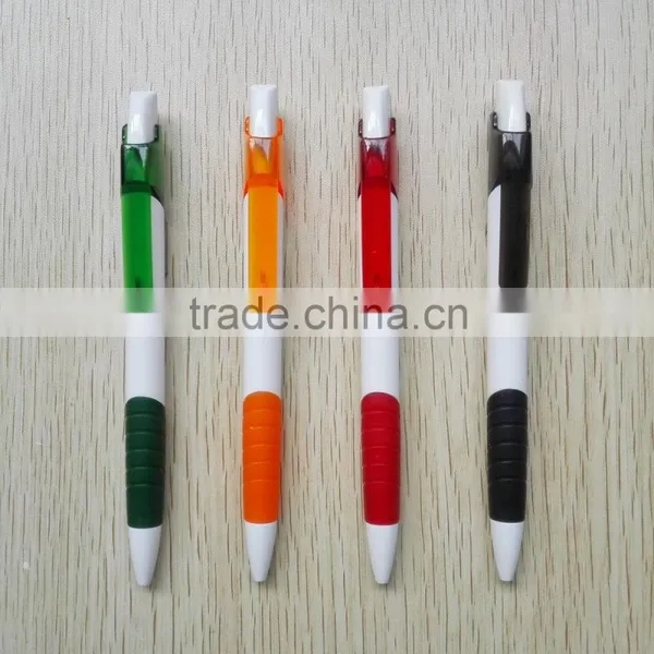 Plastic White Barrel Ballpen With Colored Grip photo-3