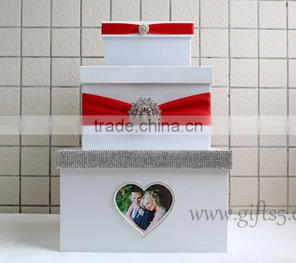 Elegant 3 Tier White Wedding Card Box Wholesale photo-2