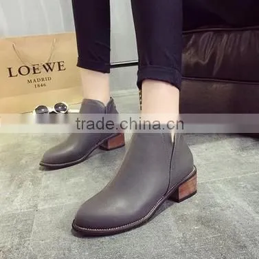 Leather Martin Boots Women Short Boots Chunky Heels photo-3