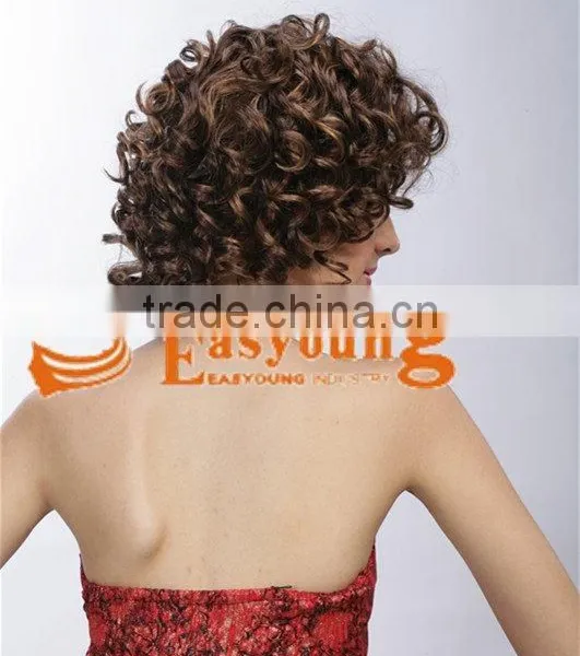 Hand Tied Brown Synthetic Short Lace Front Wig, Front Lace Wig photo-3