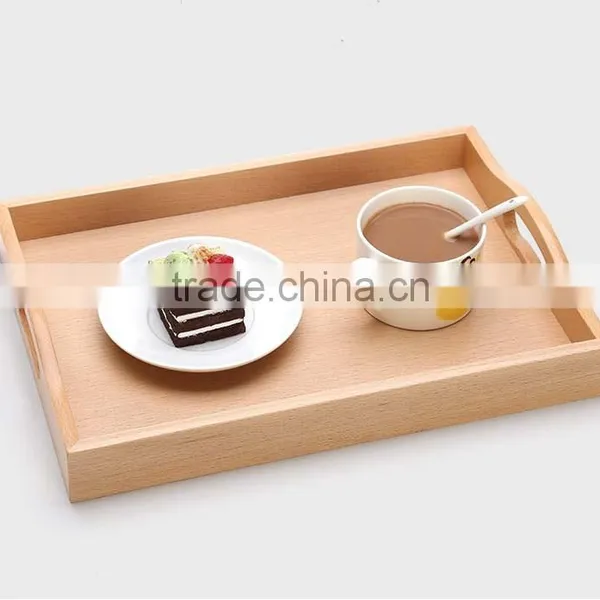 Home Deco Unfinished Beech Wood Serving Tray for Food photo-3