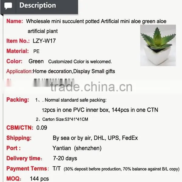 Wholesale Mini Succulent Potted Artificial Mini Aloe Green Aloe Artificial Plant photo-2