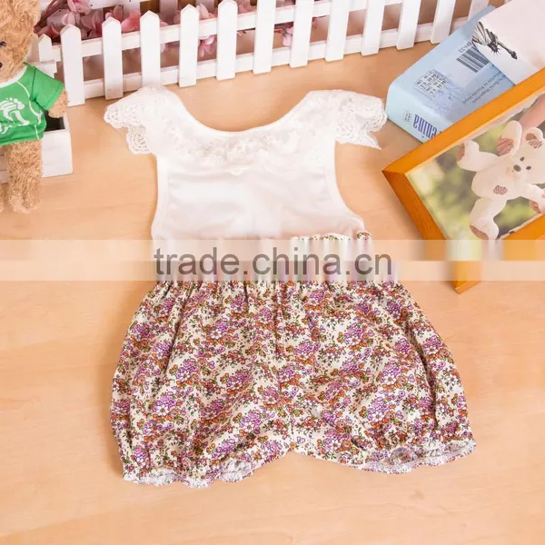 Importing Baby Clothes From China Summer Toddler Floral Bodysuit Lace Baby Romper photo-3