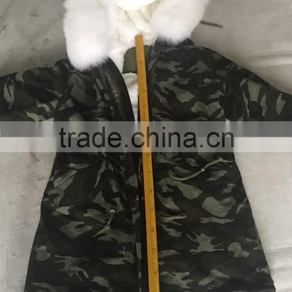 CX-G-P-08B Fox Trim Hood Women Real Rex Rabbit Fur Lining Fur Parka Jacket photo-5