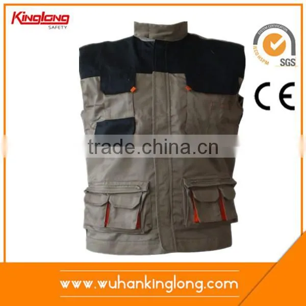China Supplier Man Vest Polycotton Canvas Work Vest