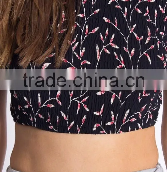 New Style Cute Floral Print off Shoulder Women Fashion Top photo-5