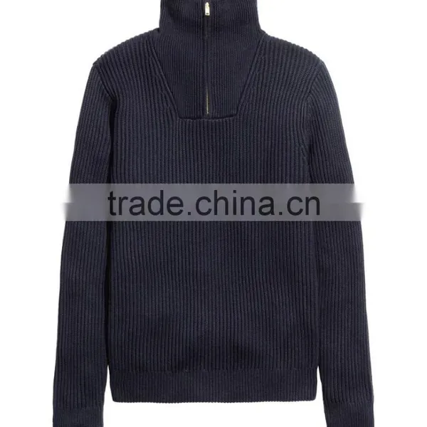 55% Acrylic, 45% Cotton Polo Sweater Pullover Men Half Zip Sweater photo-3