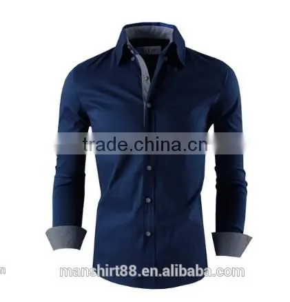2016 Multi Color High Collar Button Down Slim Fit Casual Shirt for Men photo-2