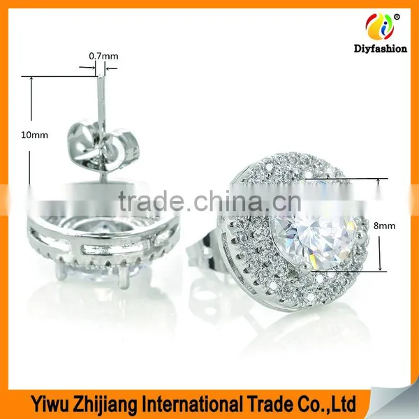 Double Round Diamond Inlay Zircon Earrings photo-2