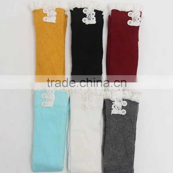 Women Socks Knitted Boot Cuffs Button Leg Warmers Crochet Lace Trim photo-5
