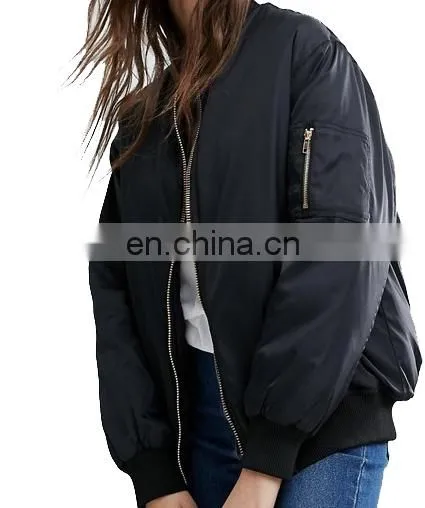 Factory OEM Smooth Nylon Padding Women Bomber Jacket photo-3