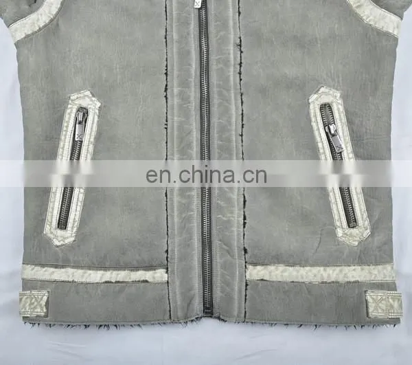 2015 Last Fashion Mens Handsome Lamb Motrocycle Pure Leather Jacket photo-6
