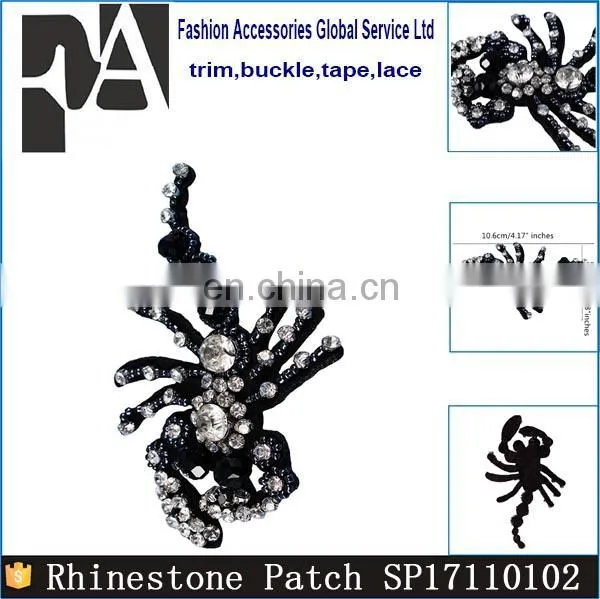 Fashion Beading Crystal Rhinestones Black Scorpion Patches Applique for Garment photo-6