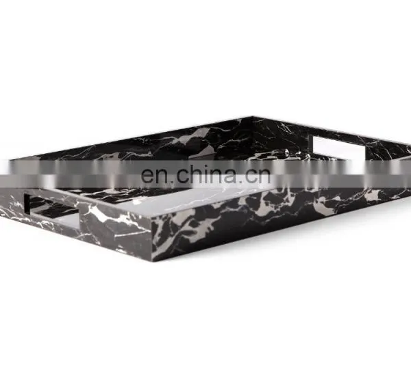 Wholesales Acrylic Marble Cheese Tray With Handles,wholesale Marble Serving Tray for Office Accessory photo-2
