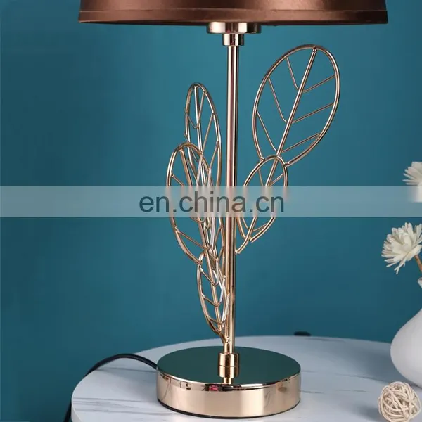 Popular New Design Living Room Decor Gold Leaf Shape Luxury Bedside Lamps for Hotel Home photo-6