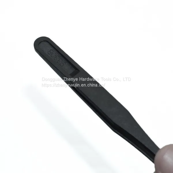 Plastic Tweezers Black Carbon Fiber Tweezers Round Nose Pointed Nose Flat Nose Elbow Pointed Nose Multifunctional Clip 93308 photo-2