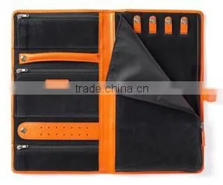 High Quality Orange Leather Jewelry Portfolio,orange Leather Jewelry Travel Organizer,orange Leather Modern Jewelry Organizer photo-3