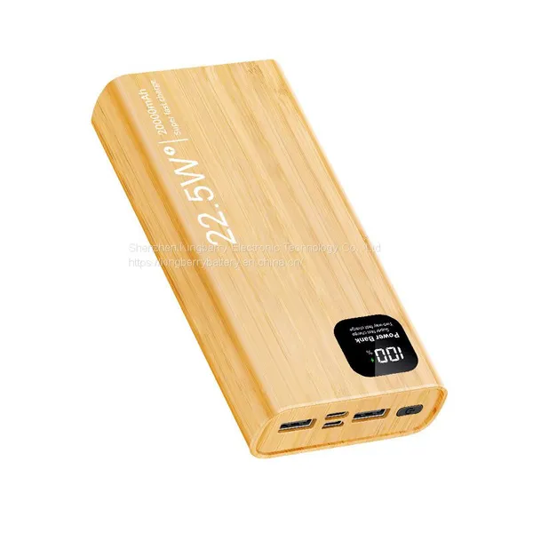 Portable PD22.5W Wooden Power Bank 10000mah Fast Charge Mobile Power Supply With Display photo-3
