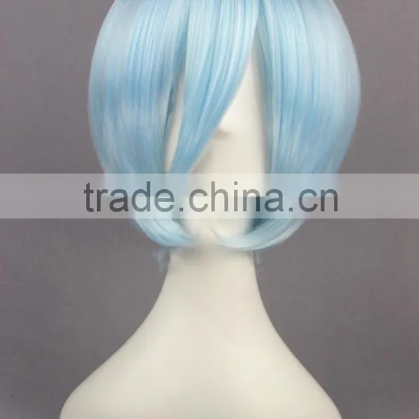 High Quality 35cm Short Straight EVA Ayanami Rei Ice Blue Wig Synthetic Anime Wig Cosplay Costume Hair Wigs Party Wig photo-3