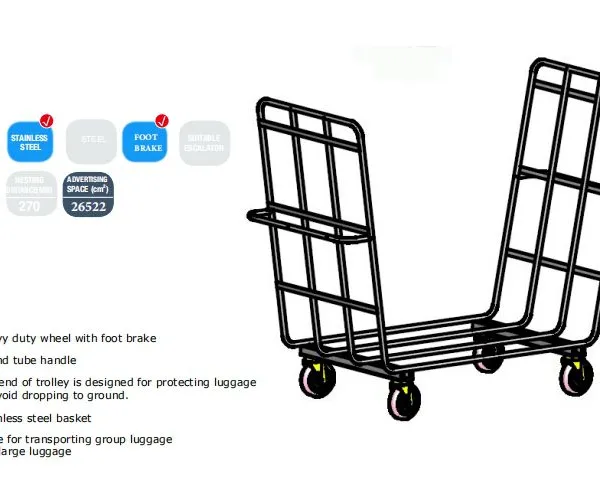 Metal Automatic Brake Airport Hand Luggage Cart Trolley