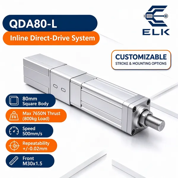 High Force Servo Electric Cylinder QDA80-L for Industrial Automation, 1000W/1500W, 1500mm Stroke, 7650N Thrust