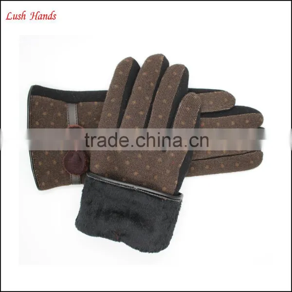 Ladies Brown Micro Velvet Gloves With Classic Bow for Wholesale photo-4