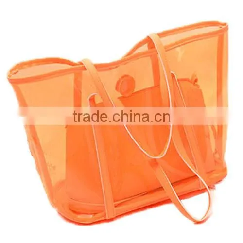 Jelly Color PU and PVC Handbags With Inner Bag Tote Bag in Bag photo-4