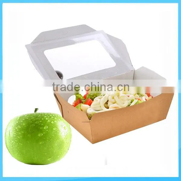 Medium Kraft Salad Paper Box With Clear Window photo-5
