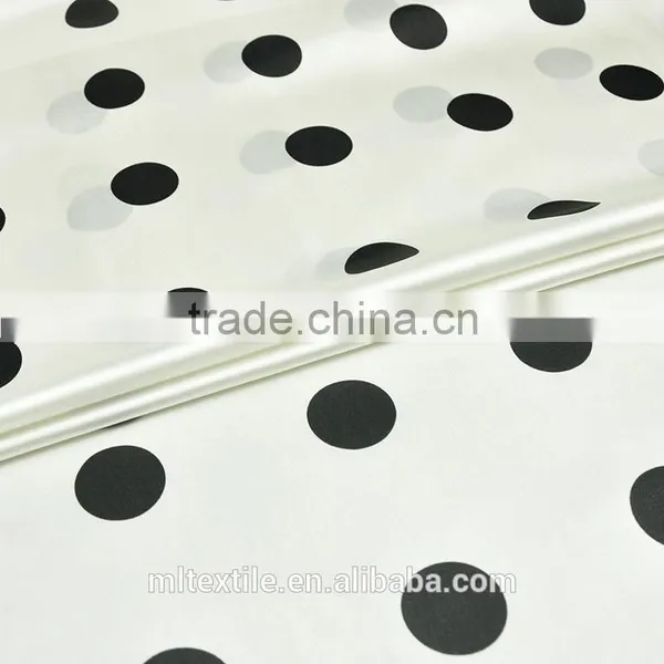 Stretch Satin Printed Silk Fabric Wave Dot Pattern photo-4