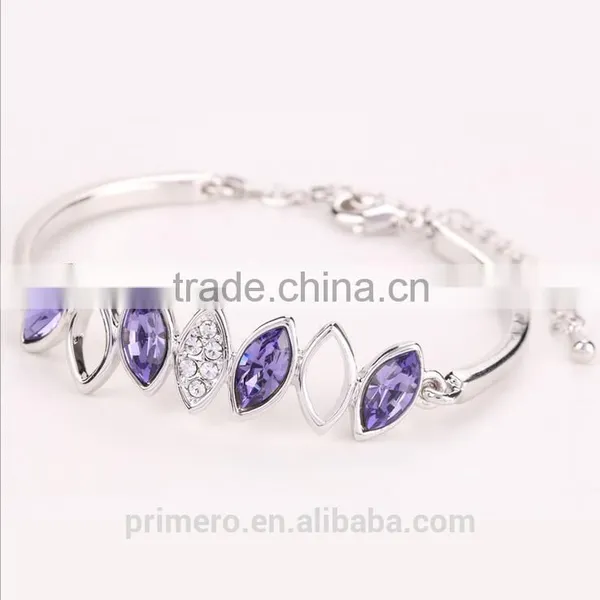 Rose Gold Rhinestone Crystal Opal Adjustable Bracelets & Bangles for Women photo-3