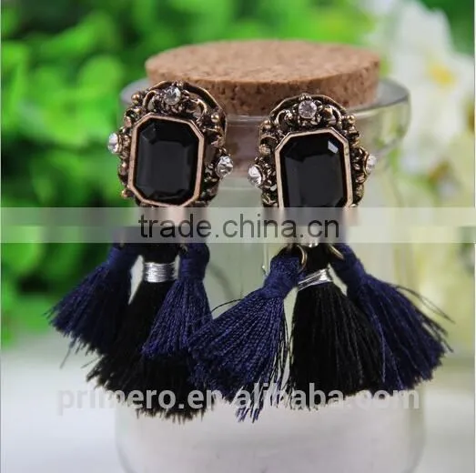 New Fashion Jewelry Hot Sale Crystal Vintage Tassel Statement Bib Earrings Factory Price photo-2