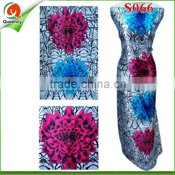 100% Italian Silk Beautiful Design Printed Flower Silk Satin Fabric S066