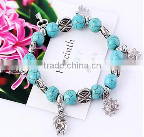 >>NEW SW16573 Promotion Beaded Charm Bracelet Turquoise Bracelet// photo-4