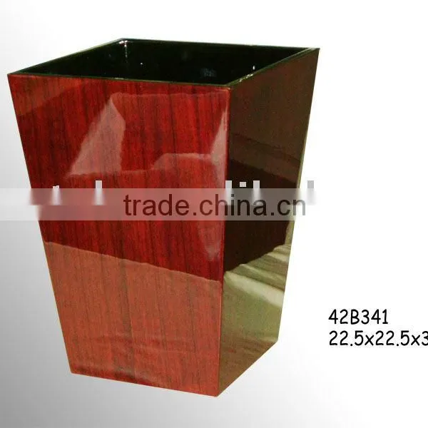 Painted Wooden Trash Bin