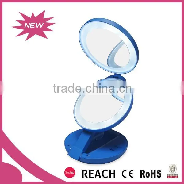 Double Side Traveling Makeup LED Lighted Folding Mirror photo-2