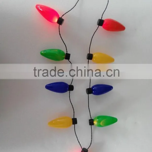 Christmas Big Bulbs LED Light Up Necklace Fast, Slowly Flashing and Constant on