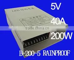 5V 40A 200W LED Power Supply (B-200-5 RAINPROOF)