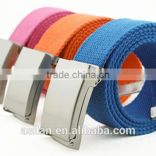 Unisex Flat Buckle Leisurely Canvas Belt Thin Style Lovers Belt 4001 photo-3