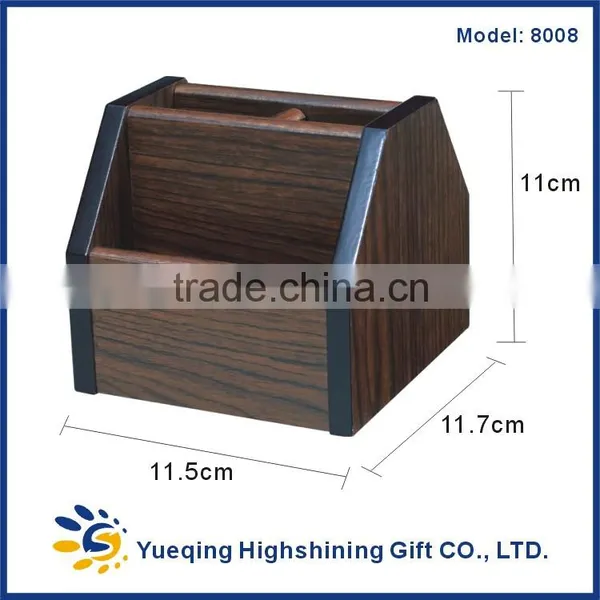 HY8008 Custom Logo Rotating Desk Wooden Pencil Pen Holder photo-4