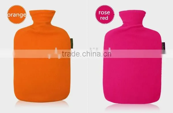 High Quality 2000ml PVC Hot-water Bottle Fleece Cover Wave Design Anti-scald photo-3
