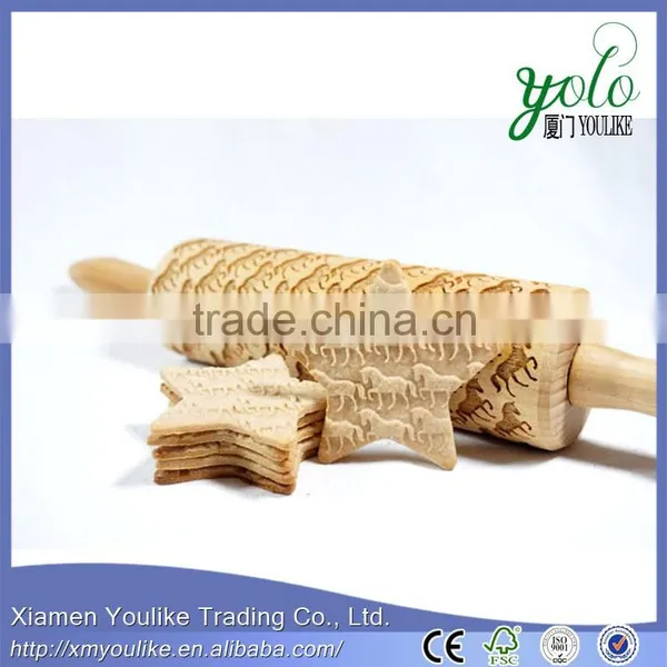 Eco-friendly Bamboo Rolling Pin With Engraved Horse Pattern photo-2