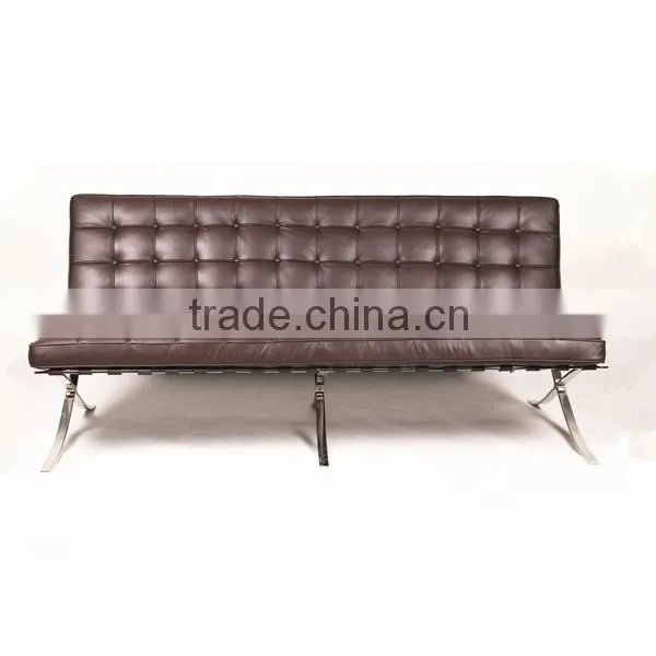 Modern Leather Armless Sofa Barcelona Sofa 3 Seater photo-2