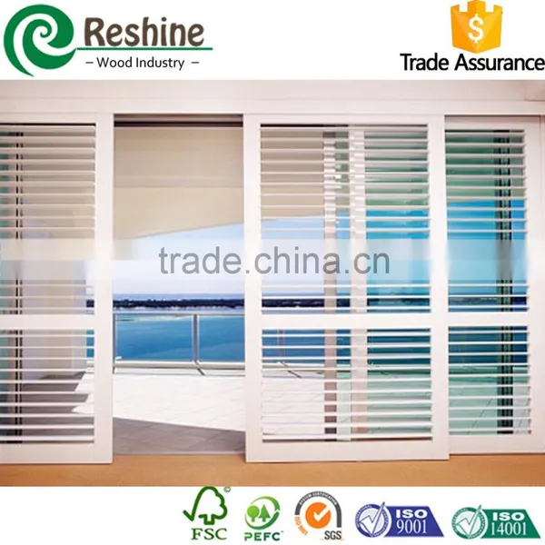 Horizontal Opening Pattern and Wooden,basswood ,PVC Material Wood White Window Shutter photo-3