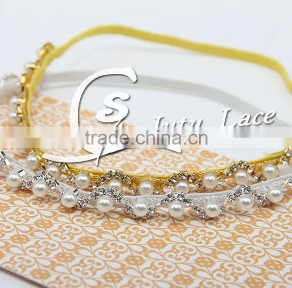Factory Price!! Glitter Pearls Rhinestone Sash for Wedding Party / Ladies Luxury Wedding Dresses Belts Lady Dress photo-4