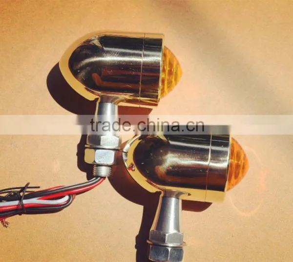 MOTORCYCLE MARKER/ TURN SIGNALS BRASS BLACK LIGHTS LED photo-6