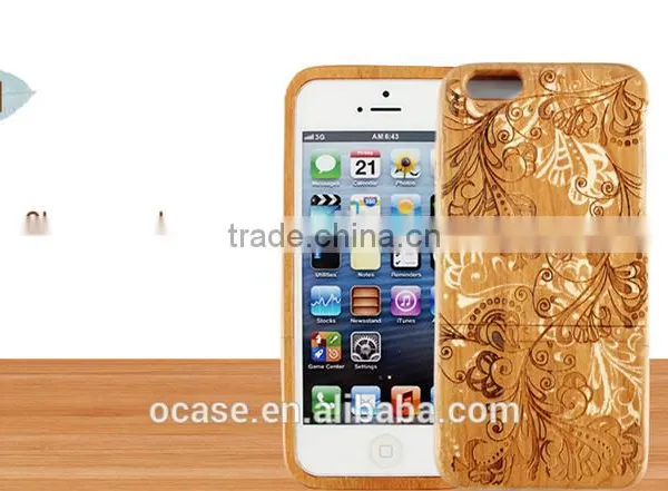 Graceful Flower Wood Engraving Case Protective Case for Iphone 5/5s/6/6s photo-3