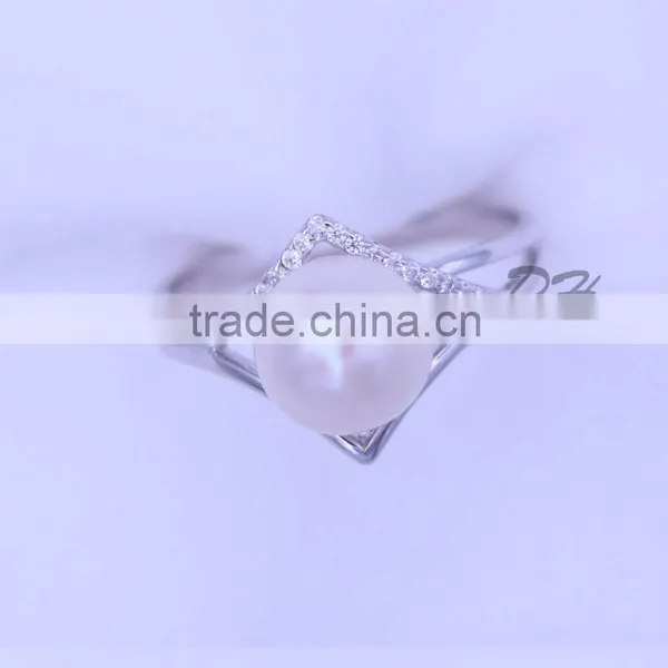 Cheap Rhinestone Freshwater Flat Pearl Ring Wholesale Price photo-3